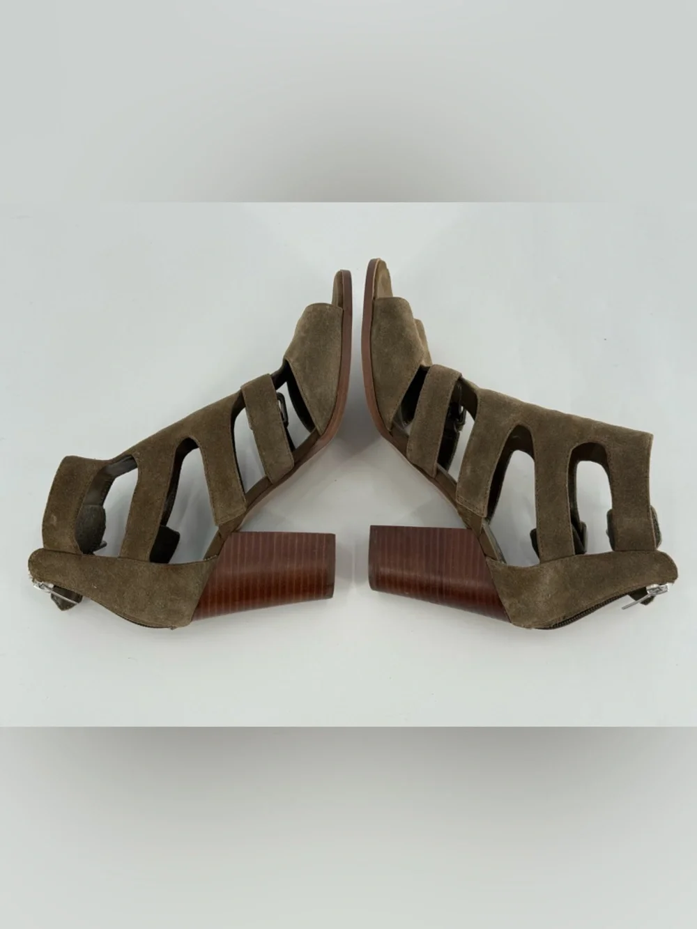 Marc Fisher‎ Olive Green Suede Strappy Sandals Heels 9